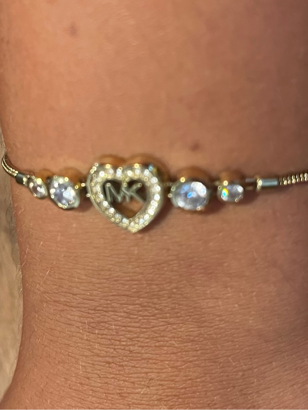 Michael Kors Gold Heart Bracelet with Clear CZ Accents